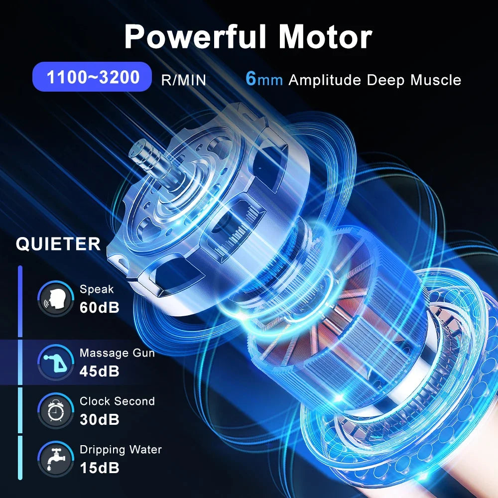 Smart Percussion Massage Gun – 9 Heads, Quiet Motor, Adjustable Speed