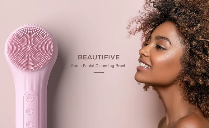 Heating Facial Cleansing Brush – 6-Speed Sonic Vibrations + Warm Massage | IPX7 Waterproof | Rechargeable Skin Cleanser