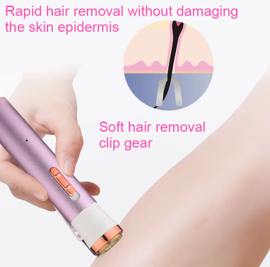 Rechargeable 4-in-1 Electric Eyebrow Trimmer | Painless Face & Bikini Razor | Nose/Ear Hair Remover | USB Portable Grooming Tool for Women & Men