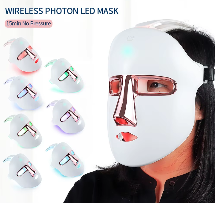 Professional 7-Color LED Facial Mask – Dermatologist-Recommended Light Therapy for Glowing Skin | Wireless & Rechargeable