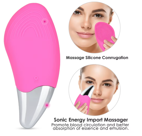 Ultrasonic Electric Facial Cleansing Brush – 2-in-1 Deep Cleaning & Massage | Waterproof Sonic Technology | Renews Skin Texture