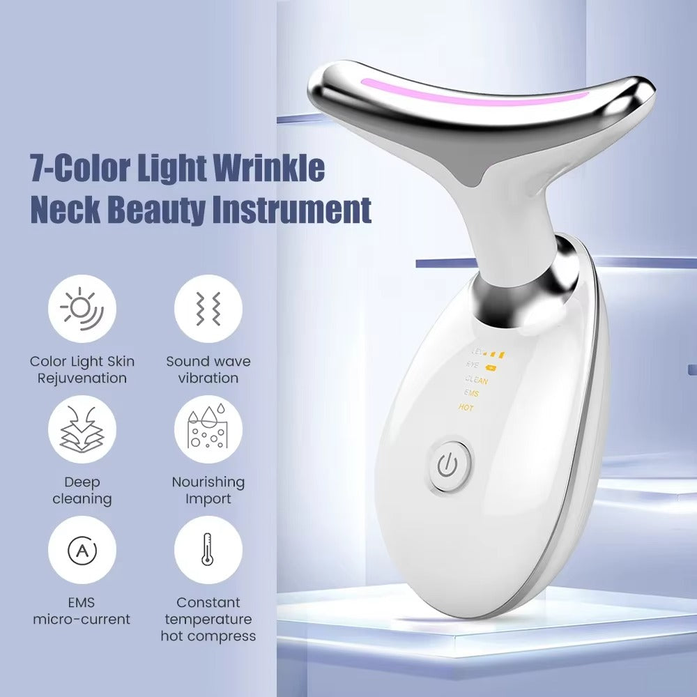 7-in-1 LED Facial Massager – 3 Heat/Vibration Modes + Light Modes | Dolphin Design | Rechargeable Skin Device