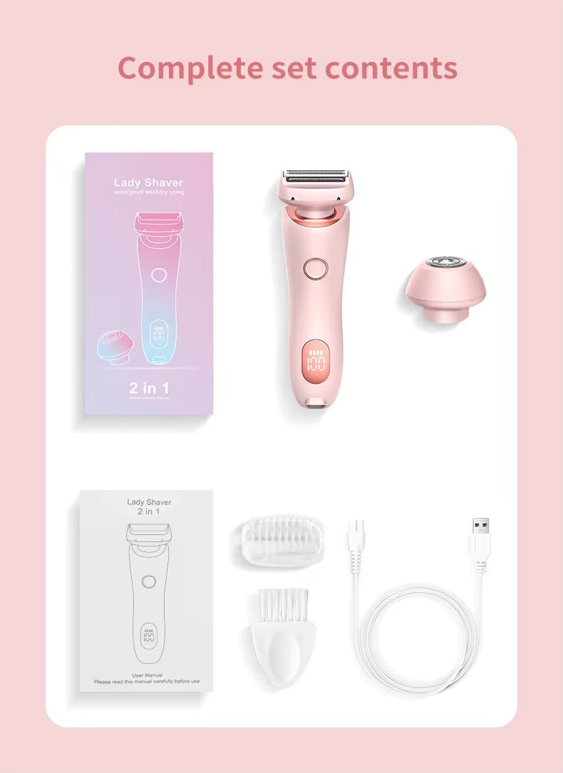 2-in-1 Electric Shaver for Women – Wet & Dry Use | Gentle, Painless Hair Removal | Travel-Friendly