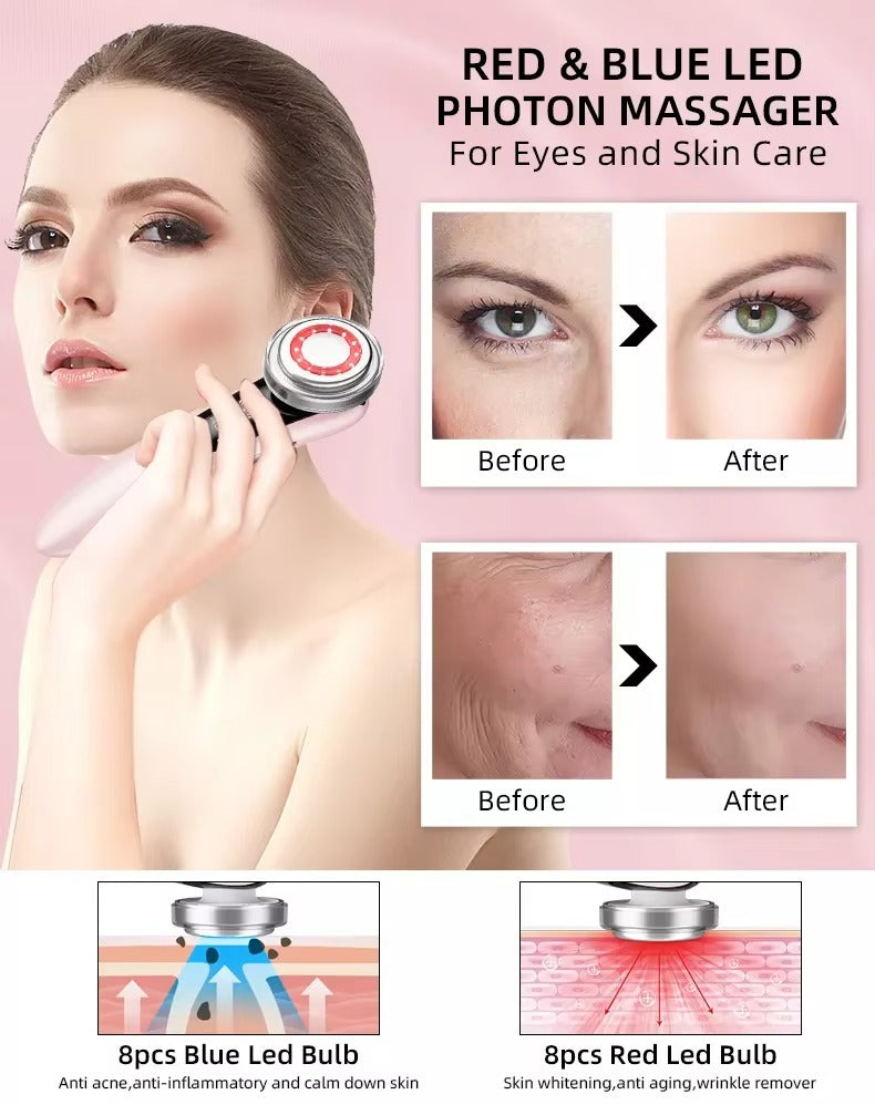 4-in-1 RF Facial Massager – Ultrasound + Rechargeable | At-Home Beauty Tool for Skin Radiance