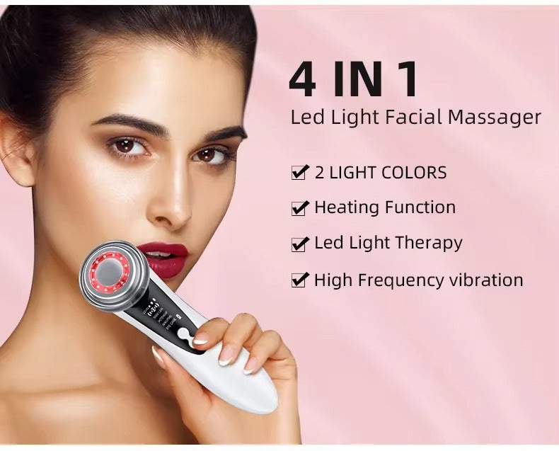 4-in-1 RF Facial Massager – Ultrasound + Rechargeable | At-Home Beauty Tool for Skin Radiance