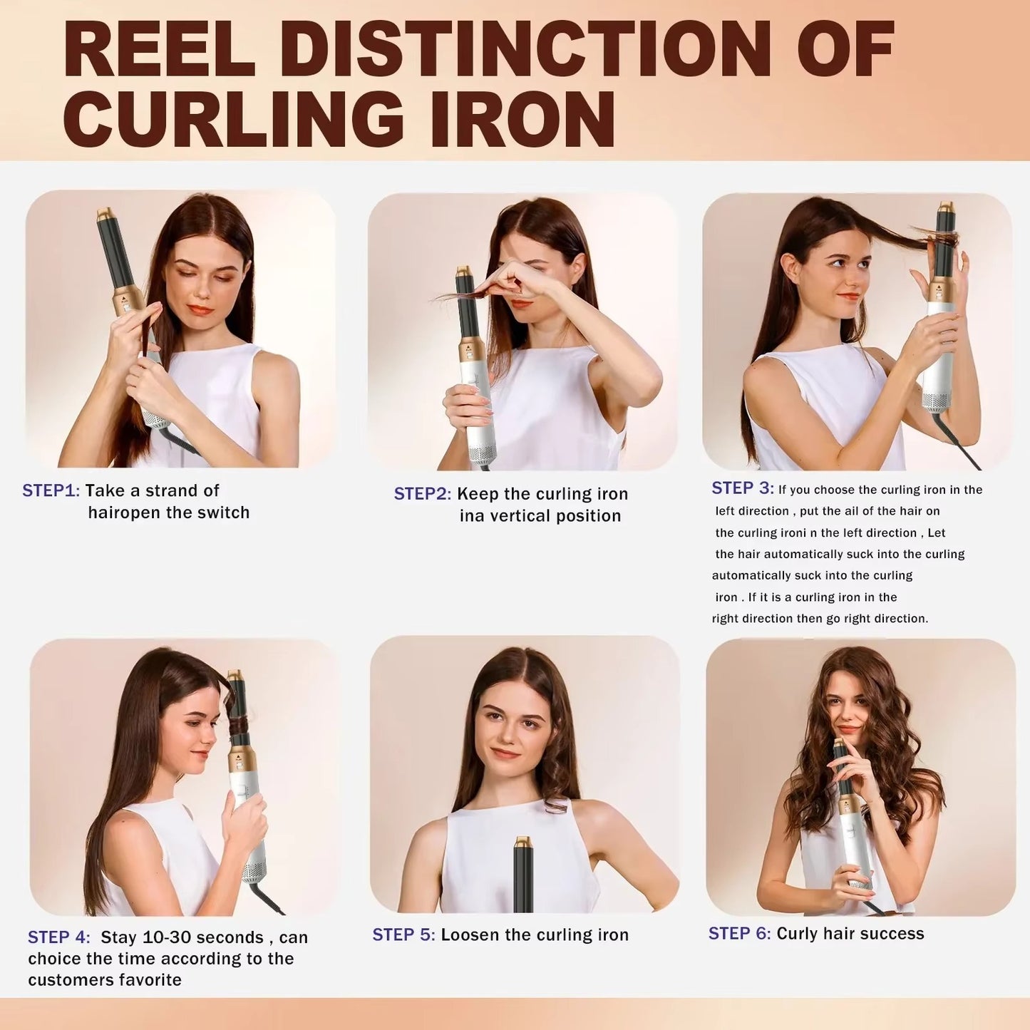 5-in-1 Hot Air Hair Styler – Curl, Wave, Smooth & Dry | UK Plug | Negative Ion Technology