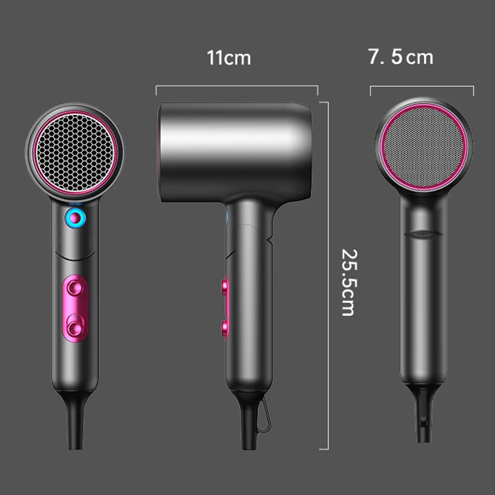 Foldable Ionic Hair Dryer – Portable, Low-Noise & Fast Drying | Dual Voltage for Travel