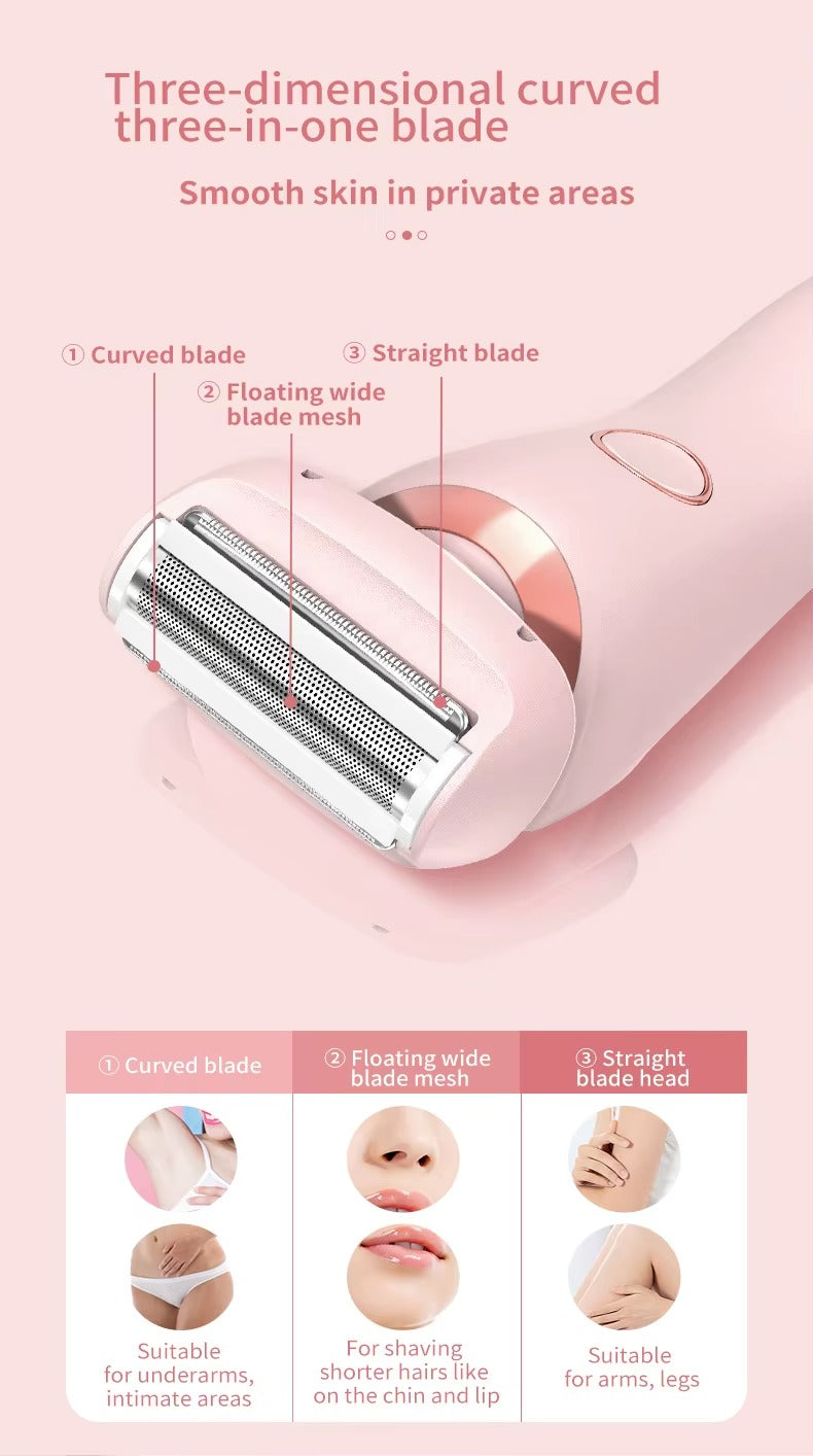 2-in-1 Electric Shaver for Women – Wet & Dry Use | Gentle, Painless Hair Removal | Travel-Friendly