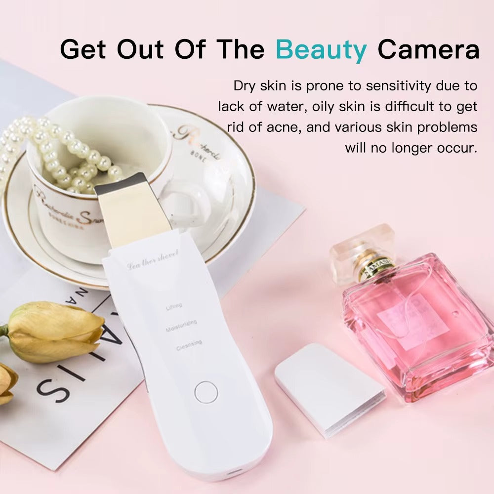 Ultrasonic Skin Scrubber Peeling Blackhead Remover Deep Face Cleaning Acne Pore Cleaner Facial Shovel Cleanser EMS Microcurrent