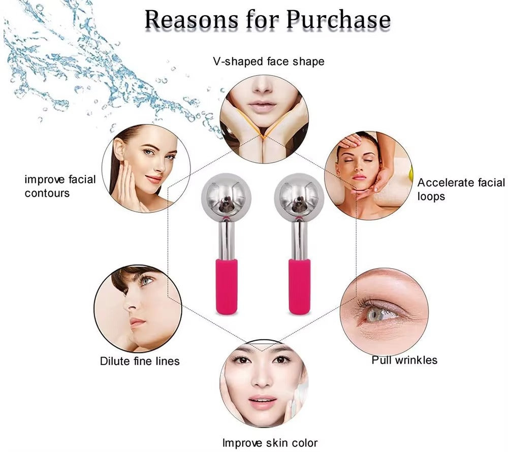 2-Piece Ice Globes Facial Massager – Cooling Face Therapy | Reduce Puffiness | Sculpt & Refresh