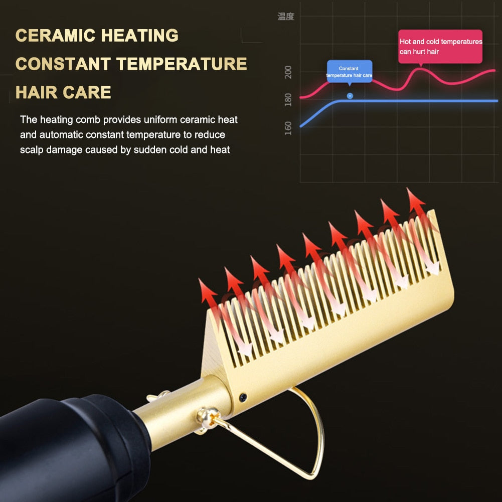3-in-1 Hair Straightener Curler Comb – Ceramic Tourmaline Brush | LCD Heat Control | Fast Heating
