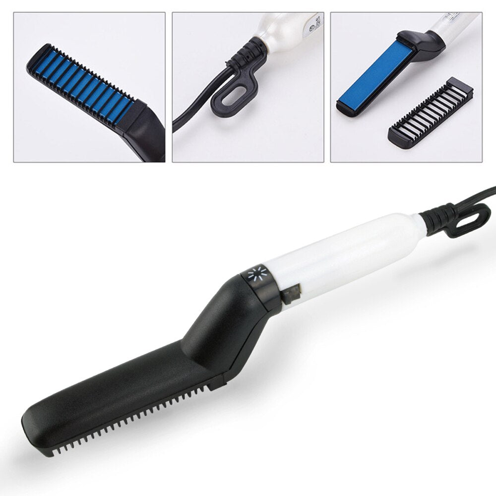 Beard Straightening Comb – Heated Ceramic Beard Brush | Quick Heat-Up | Works on All Beard Types