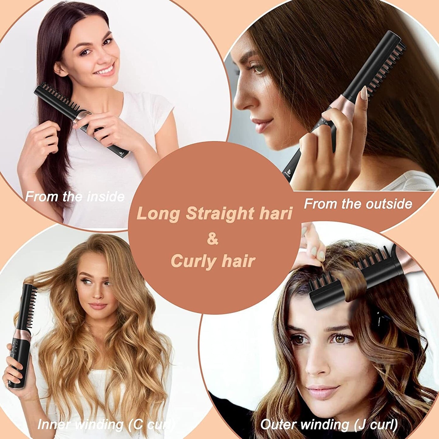 Cordless Hair Straightener & Curler – USB Rechargeable Mini Flat Iron | 2-in-1 Styling Tool for Travel