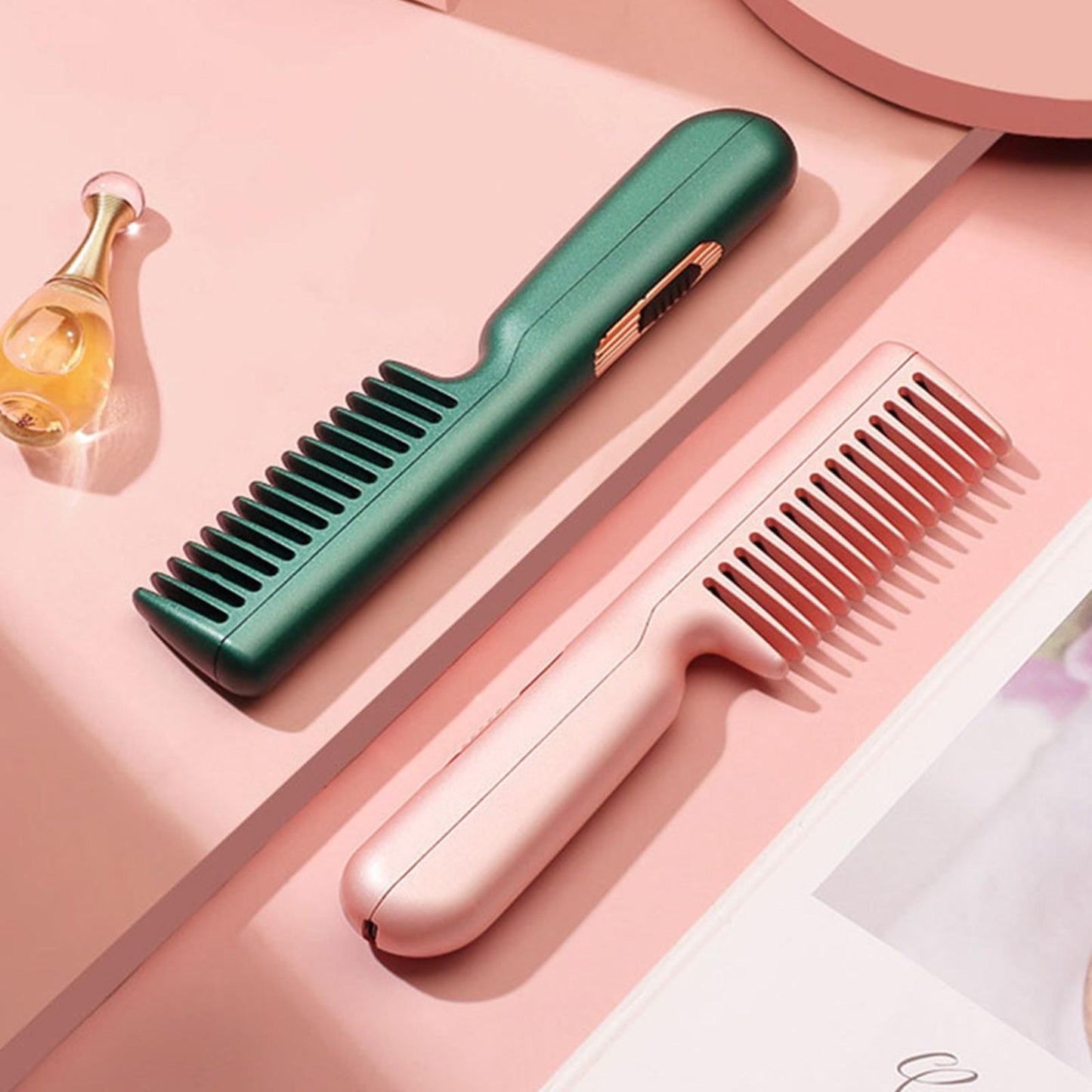 USB Hair Straightening Brush – Cordless Electric Comb | Fast-Heating | Anti-Scald Design | Beard & Hair Use