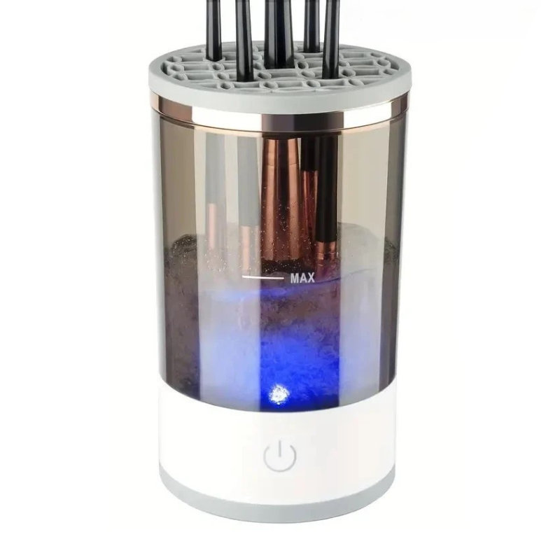 Electric Makeup Brush Cleaner & Dryer – Automatic Spin Clean Technology | 8 Brush Holders | Fast Drying Bowl System