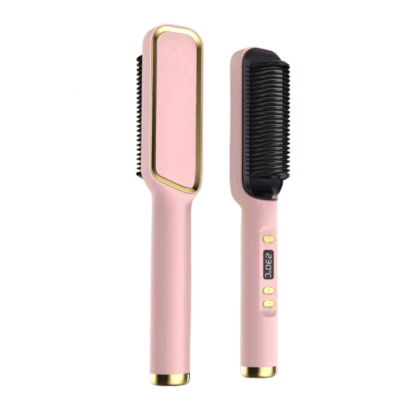 Hair Straightener Brush – Ionic 2-in-1 Styling Tool | 30 Heat Settings | Anti-Scald Design