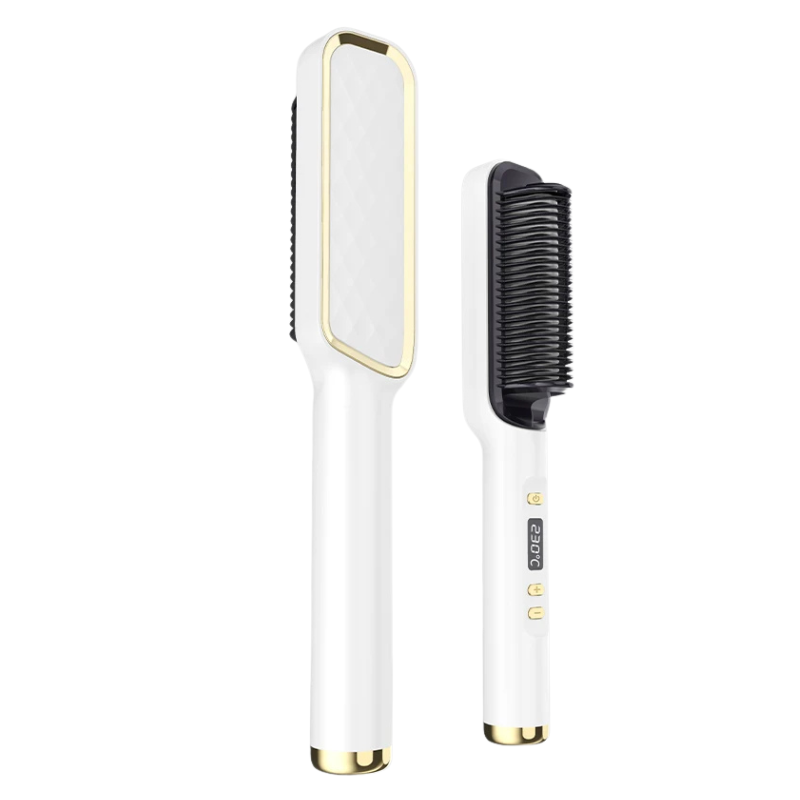 Hair Straightener Brush – Ionic 2-in-1 Styling Tool | 30 Heat Settings | Anti-Scald Design