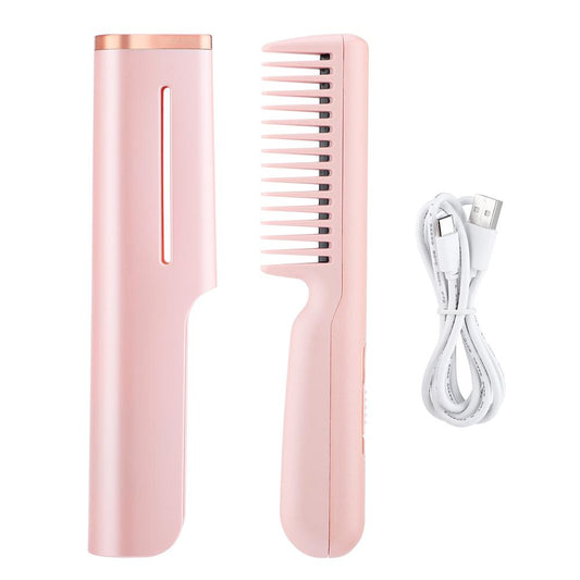 USB Hair Straightening Brush – Cordless Electric Comb | Fast-Heating | Anti-Scald Design | Beard & Hair Use