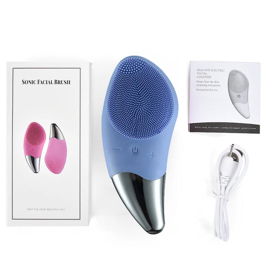 Ultrasonic Electric Facial Cleansing Brush – 2-in-1 Deep Cleaning & Massage | Waterproof Sonic Technology | Renews Skin Texture