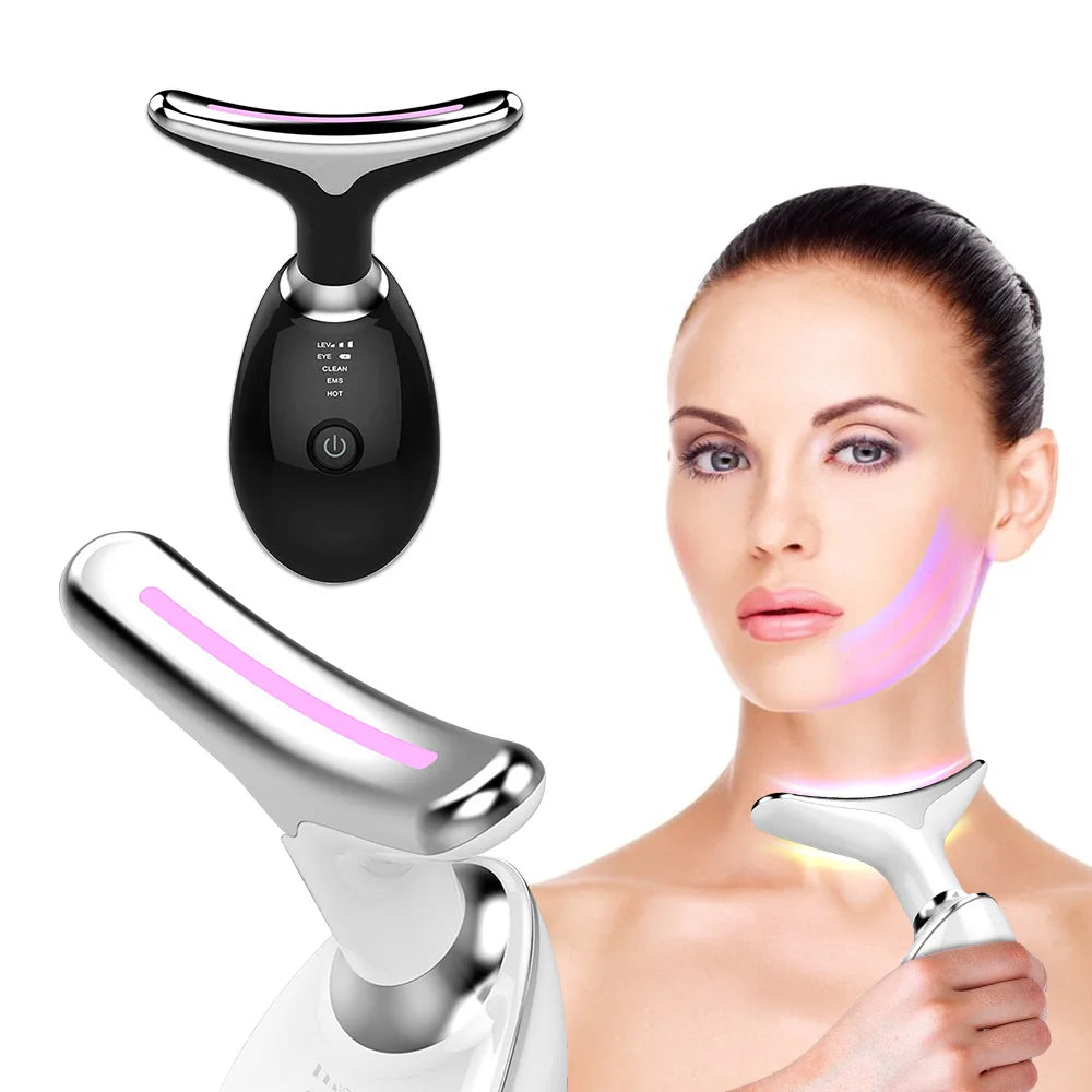 7-in-1 LED Facial Massager – 3 Heat/Vibration Modes + Light Modes | Dolphin Design | Rechargeable Skin Device