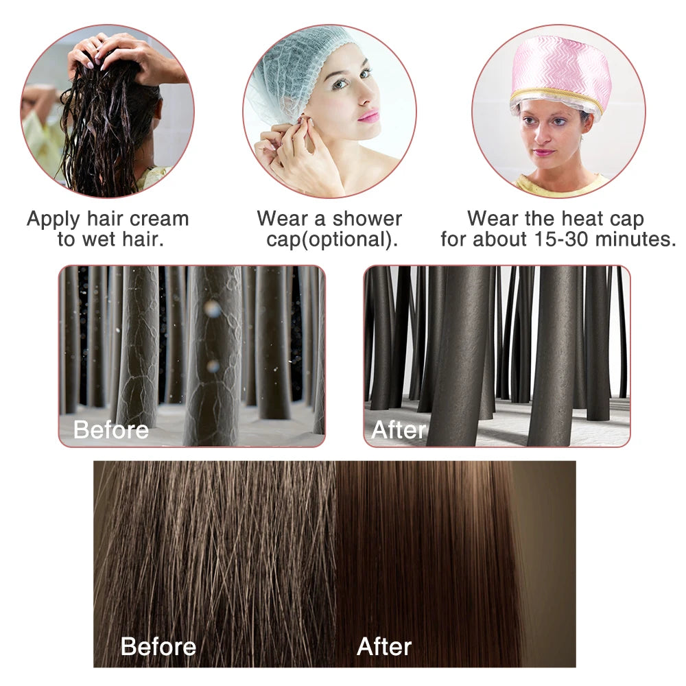 Electric Hair Steamer Cap – Adjustable Heat | Moisture Therapy for Dry & Damaged Hair | UK Plug