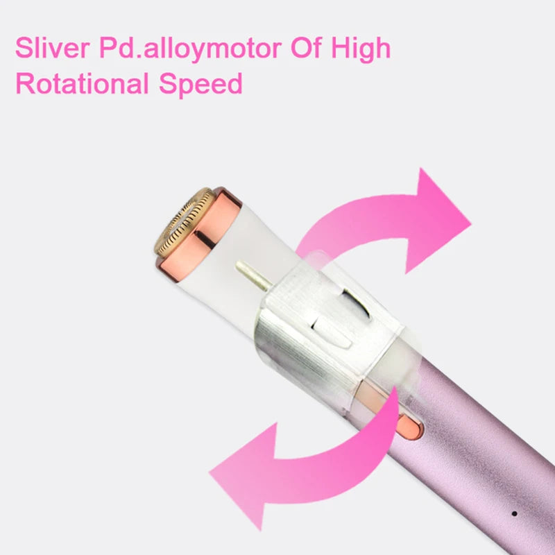 Rechargeable 4-in-1 Electric Eyebrow Trimmer | Painless Face & Bikini Razor | Nose/Ear Hair Remover | USB Portable Grooming Tool for Women & Men