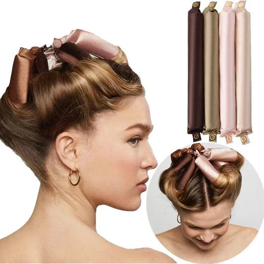 Satin Heatless Hair Curlers – 3 or 4-Piece Set | No-Heat Flexi Rods for Overnight Curls | For All Hair Types