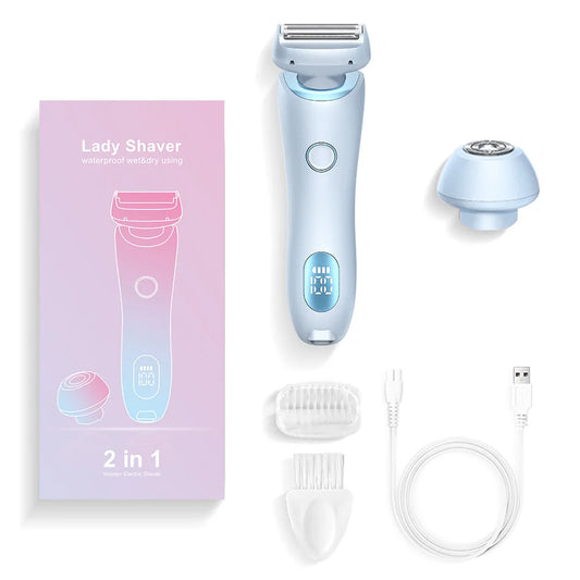 2-in-1 Electric Shaver for Women – Wet & Dry Use | Gentle, Painless Hair Removal | Travel-Friendly