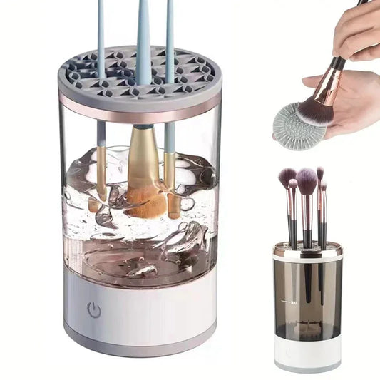 Electric Makeup Brush Cleaner & Dryer – Automatic Spin Clean Technology | 8 Brush Holders | Fast Drying Bowl System
