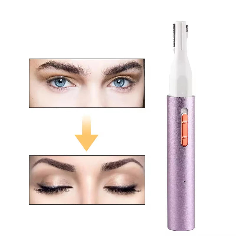 Rechargeable 4-in-1 Electric Eyebrow Trimmer | Painless Face & Bikini Razor | Nose/Ear Hair Remover | USB Portable Grooming Tool for Women & Men