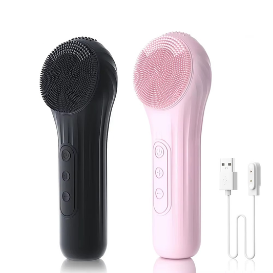 Heating Facial Cleansing Brush – 6-Speed Sonic Vibrations + Warm Massage | IPX7 Waterproof | Rechargeable Skin Cleanser