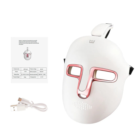 Professional 7-Color LED Facial Mask – Dermatologist-Recommended Light Therapy for Glowing Skin | Wireless & Rechargeable