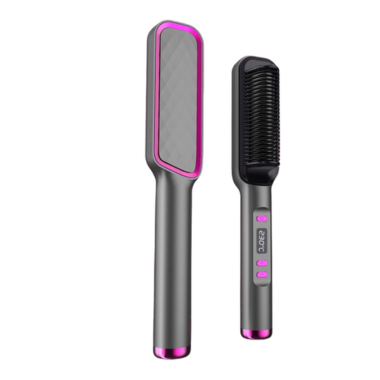 Hair Straightener Brush – Ionic 2-in-1 Styling Tool | 30 Heat Settings | Anti-Scald Design